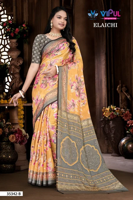 Elaichi 35342 A To D By Vipul Brasso Ladies Saree Wholesale Market In Surat